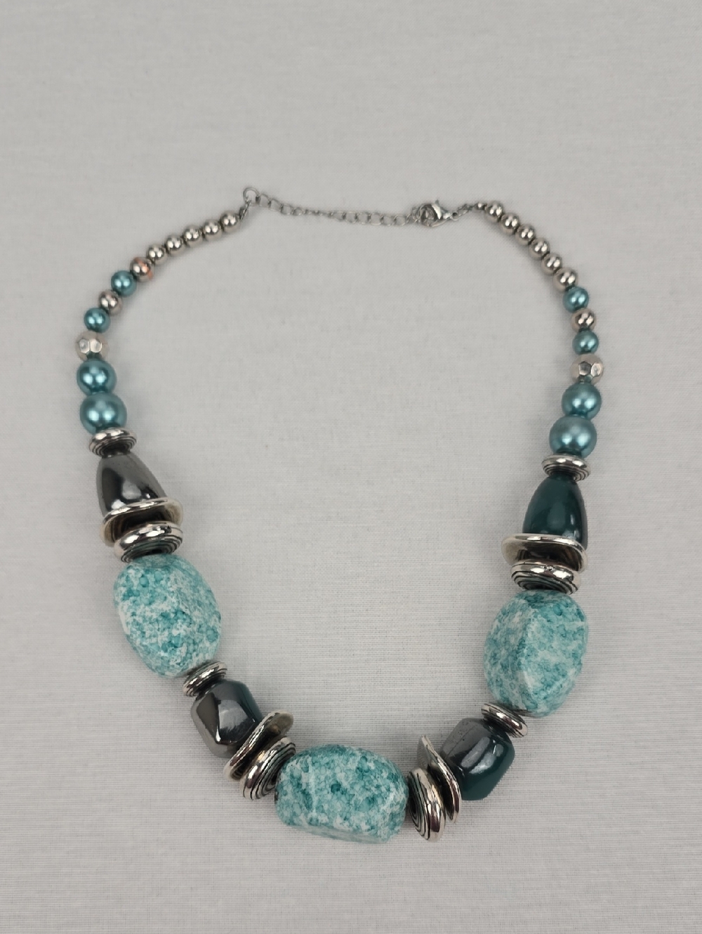 Teal Natural Stone Statement Necklace - Unbranded